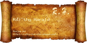 Réthy Harald névjegykártya
